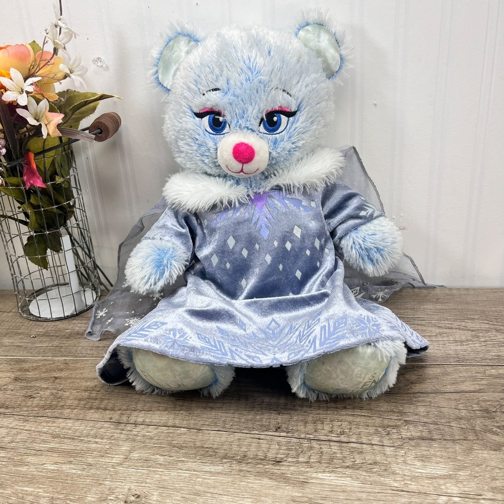 Build A Bear Princess Sparkle Blue Bear‎ Plush Disney Frozen Elsa Dress - Picture 9 of 10